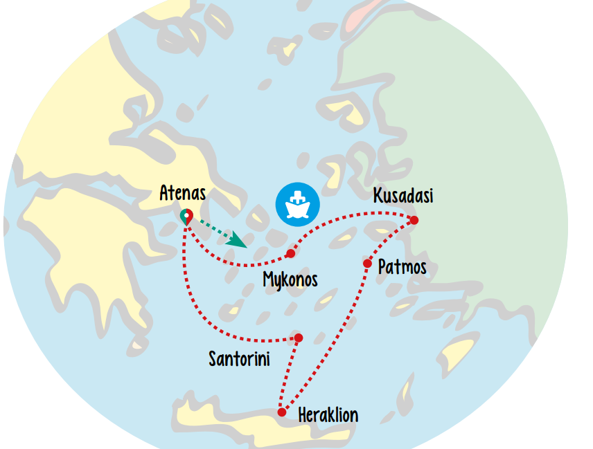 Tour de 6 dias por ATENAS E ISLAS GRIEGAS CON CRUCERO con salida desde Atenas los Martes