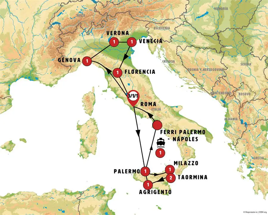 Mapa del viaje